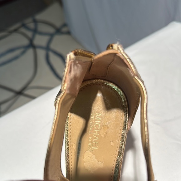 Michael Kors Gold High Heel Sandals with T-Strap - Picture 11 of 13